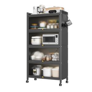 厨房置物架落地碗碟碗柜餐边储物柜橱柜防尘锅具电器收纳柜置物柜