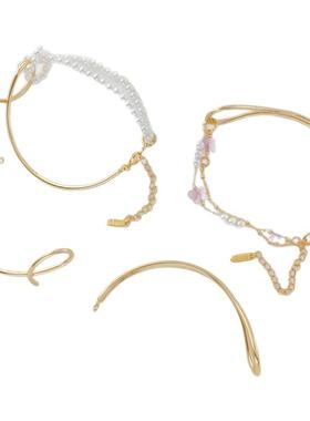 带圈半圆手镯手作绕水晶珍珠链条