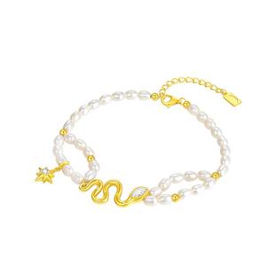 周大生DC流光灵蛇手链S925纯银淡水珍珠轻奢高级感气质礼物送女友