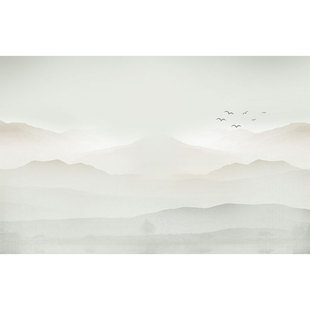 3d立体客厅壁布中式淡雅山水电视背景墙壁纸卧室墙纸影视墙布壁画