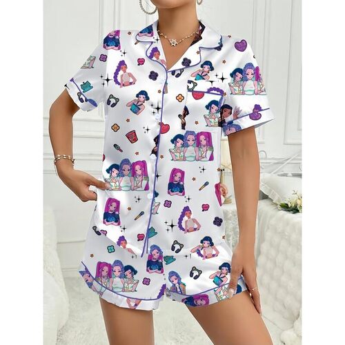 E 24657 Printed Milk Silk Pajama Set 印花牛奶丝睡衣 代发