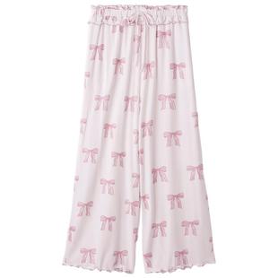 gelato pique25秋冬新品女睡裤蝴蝶结木耳边系带长裤PWCP255315