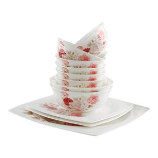 碗碟套装家用简约轻奢釉下彩碗盘骨瓷餐具套装景德镇陶瓷碗盘组合