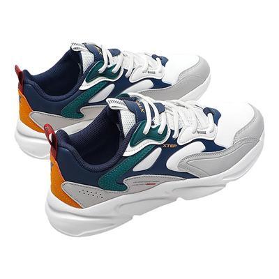 特步男鞋皮面防水老爹鞋男