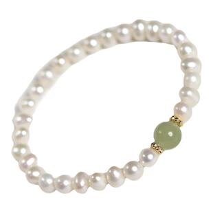 珍珠手链女男东海水晶玛瑙玉髓翡翠玉石淡水散珠子晴水和田玉手串