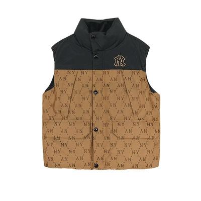 MLB儿童官方男女童经典保暖钻石老花羽绒背心秋冬款校园内搭