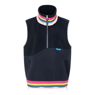 ALL BEINGS26SS春季新款彩条拼色抓绒半拉链立领保暖背心马甲女