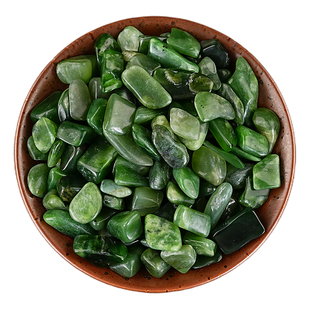 天然绿碧玉碎石摆件和田玉原石颗粒鱼缸造景石头矿物标本diy装饰