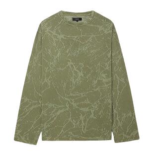 BEAMS男装宽松长袖T恤2025冬季新款潮酷有型皲裂斑驳效果140113XP