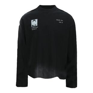 noEmosen（noE）情感囚徒印花做旧水洗破坏280G美式重磅长袖t恤