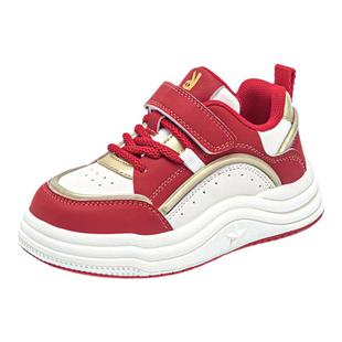 安奈儿儿童运动鞋2026新款春秋女童鞋子新年红色男童休闲板鞋宝宝