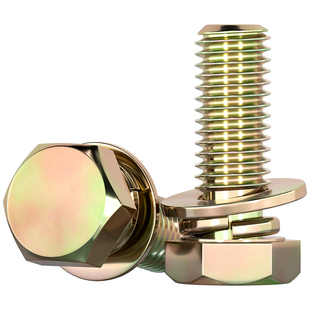 4.8级彩锌外六角三组合螺丝钉带平弹垫片组合螺栓MM4M5M6M8M10M12