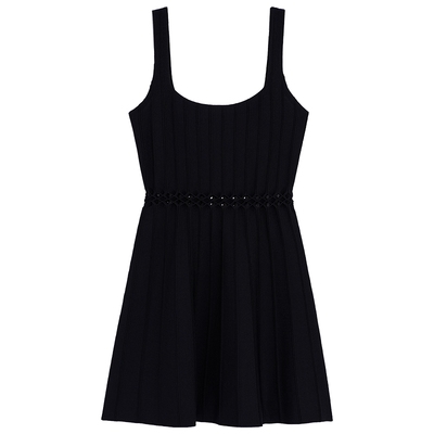 bebe夏季新款镂空针织连衣裙