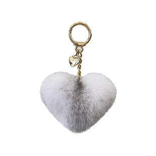 韩国可爱水貂毛桃心包包挂件简约高档毛绒球爱心车钥匙扣挂饰礼物