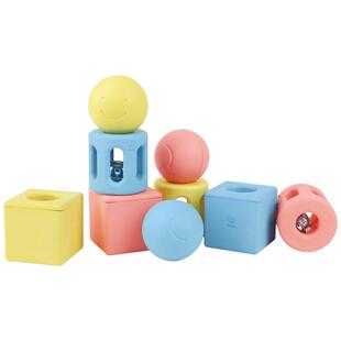 Hape几何摇铃玩具婴儿组合套0-1岁手抓宝宝儿童大米材质大块积木