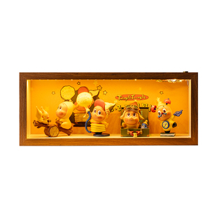 适用泡泡玛特星星人盲盒收纳造景小野手办防尘相框收藏收纳展示架