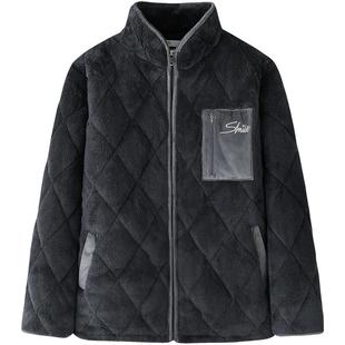 单件睡衣男上衣冬季三层加厚加绒保暖秋冬珊瑚绒夹棉袄外套家居服