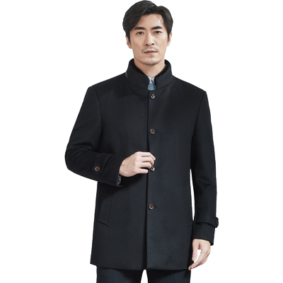 毛领可拆加棉加厚毛呢子大衣