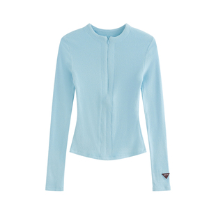 王润SOHANA2025升级保暖绒毛秋冬拉链修身螺纹辣妹弹力显瘦长袖