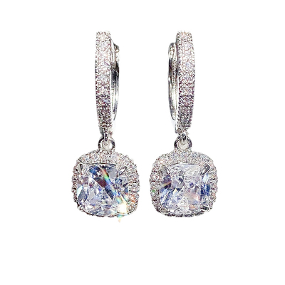 满钻小方糖U型耳钉女优雅大气