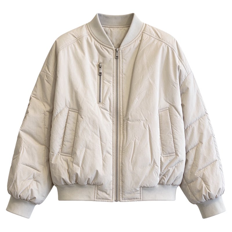 复古立领加棉棒球服外套女欧洲站