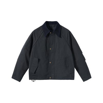 南乙NYHSUGOO 男士复古两面穿翻领夹克秋季棉锦混纺男士外套3781