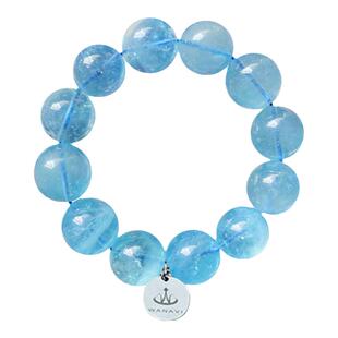 瓦萨比天然冰种爆闪海蓝宝手链女水晶星光蓝手串送女朋友高端礼物