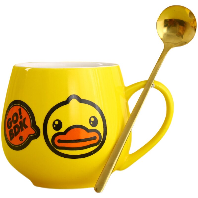 b.duck小黄鸭马克杯可爱水杯子陶瓷家用喝水杯卡通春游鸭女生杯子