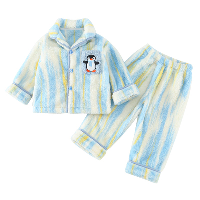 儿童睡衣套装秋冬季男童加厚保暖