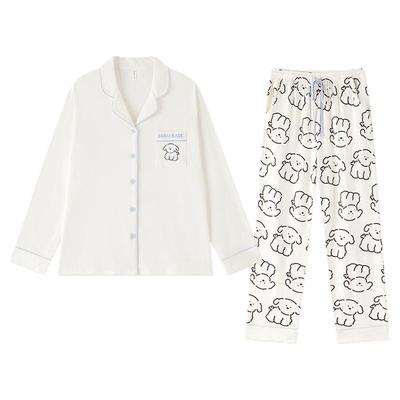 BE带胸垫抗菌防螨纯棉线条小狗女