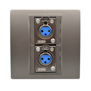 深灰色双母卡侬面板86麦克风话筒卡农三芯欧姆航空头音频墙壁插座