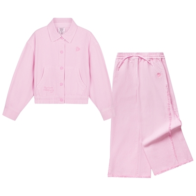 Skechers斯凯奇儿童冬季新款外套阔腿长裤女童时尚运动裤子套装