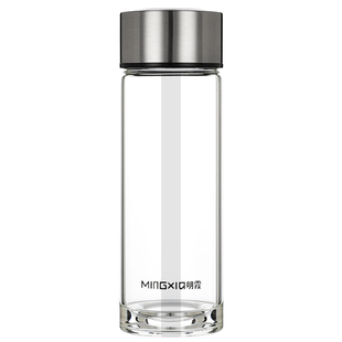 明霞单层玻璃杯广告加厚高硼硅水杯定制印字logo礼品订做3325商务