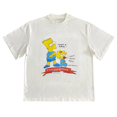 The Simpsons辛普森一家美式复古卡通潮流风高级感重磅棉短袖T恤