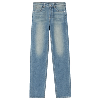 OCHIRLY欧时力  四面弹直筒牛仔长裤裤子女复古蓝色春夏