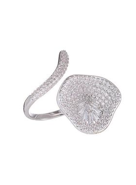 轻奢高级感马蹄莲微镶锆石戒指女简约冷淡风开口可调节食指戒指环