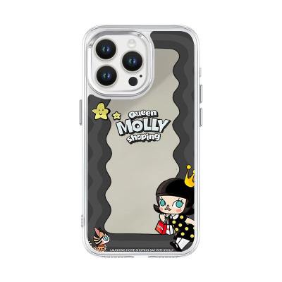镜面molly适用iphone17/16promax茉莉手机壳带镜子14plus新款小众女款苹果12/13pro华为pura80潮玩周边mate60