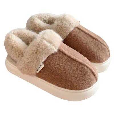 细细条日系简约保暖家居棉拖鞋