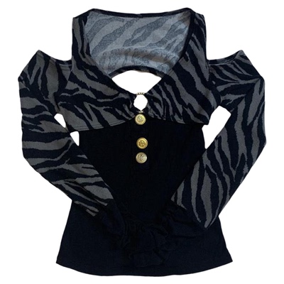 Striped-print slim-fit off-the-shoulder T-shirt条纹露肩T恤女