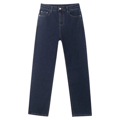 烟管裤女高腰法棍九分牛仔直筒裤