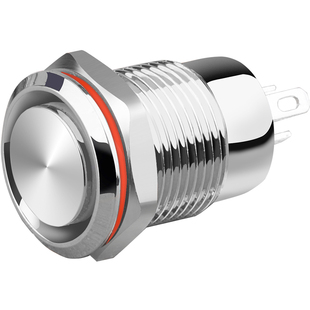迷你短款12mm金属按钮开关24v220v环形电源标发光志蓝波自复自锁