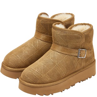 73hours女鞋雪季幻想冬季新款厚底增高雪地靴女加绒短靴保暖棉鞋