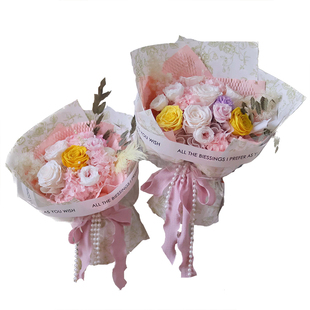 午后花园芬芳永生花玫瑰绣球花束干花清新网红弗洛伊德闺蜜情人节