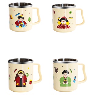 日本抗菌防霉漱口杯304不锈钢刷牙杯洗漱杯一家三口宝宝儿童情侣