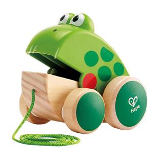 Hape拖拉青蛙瓢虫木制牵绳1岁宝宝走路学步玩具儿童益智周岁礼物