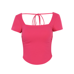 annerun女士运动上衣带胸垫运动短袖t恤修身健身服普拉提训练服潮