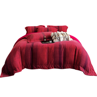 A类高端婚庆轻奢全消光牛奶绒四件套被套加厚珊瑚绒床单式床盖款