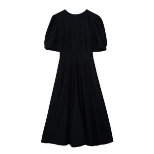 有口袋高档黑色连衣裙夏季短袖新款小黑裙修身显瘦长款减龄长裙女