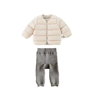 男宝宝分体羽绒服套装小月龄婴儿衣服婴幼儿冬季外出服打底裤外套