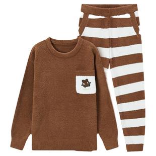 【特惠半边绒】likeuu儿童家居服套装男女童加厚睡衣亲子款秋冬